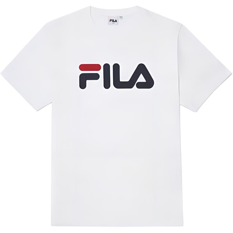 FILA T Shirts Unisex White Crew Neck Moderate Straight Fit FS2RSF2120XO-WH