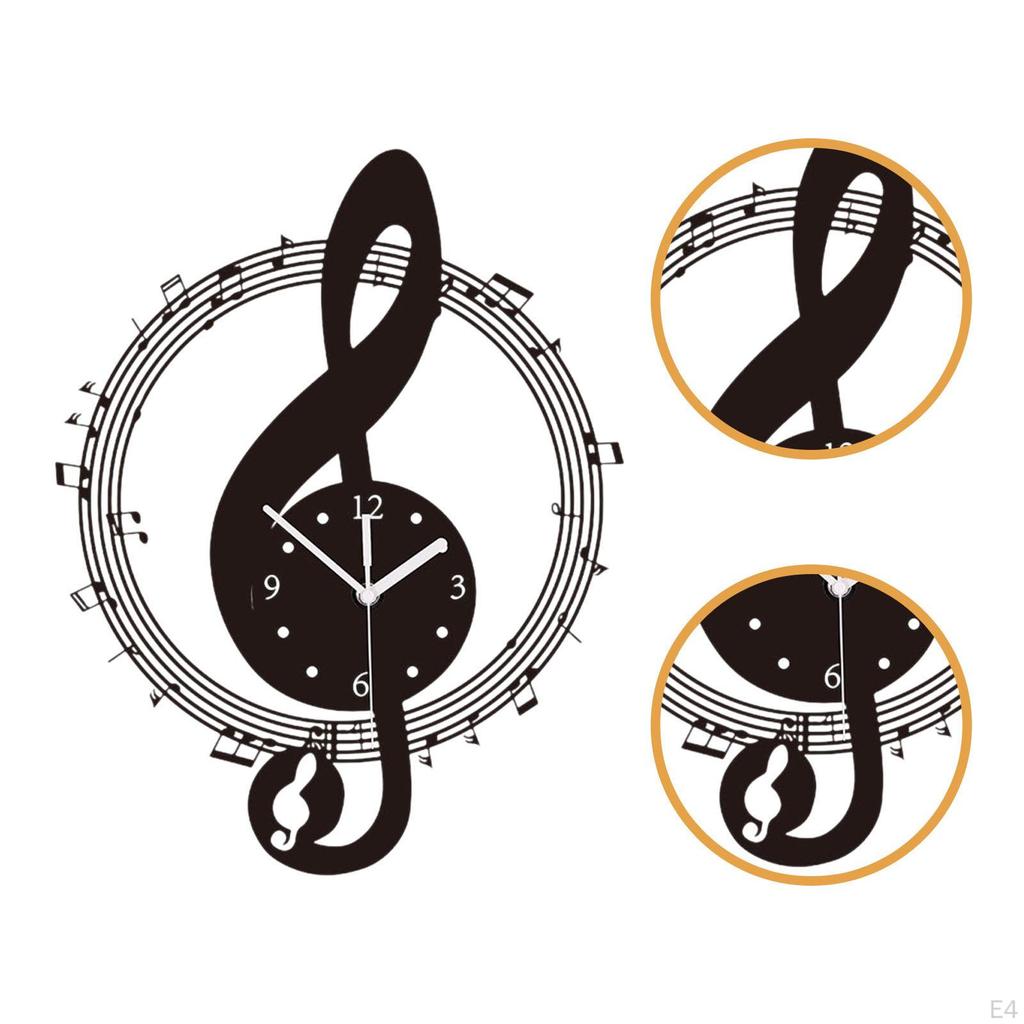 Music Note Wall Clock Hanging Home Decor. Decoration. Acrylic Ornament for Bathroom,