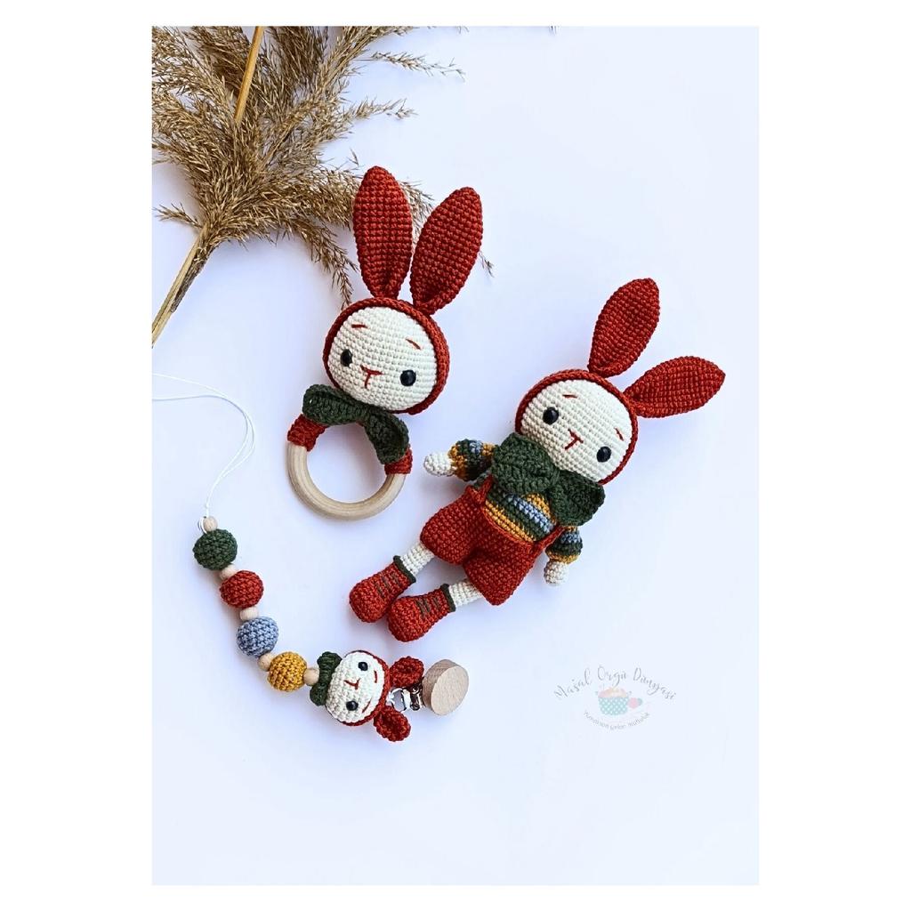 Amigurumi Rabbit Toy - Teether And Pacifier Chain/strap