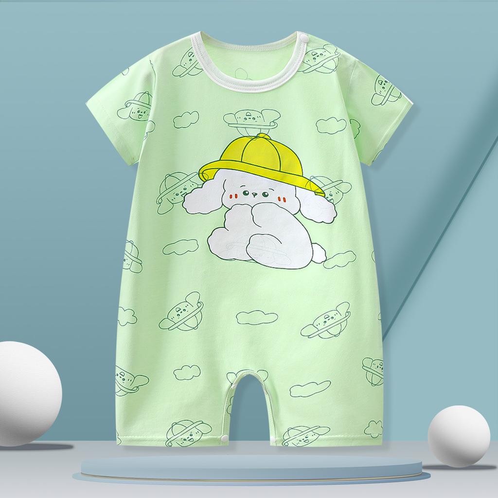 Baby Thin Onesie Summer Newborn Short Sleeved Crawl Suit Cartoon Pajamas for Boys and Girls