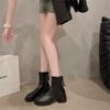 Короткие сапоги на грубом каблуке женские туфли осень 2024 новые тонкие сапоги высокие каблуки ботинки Martin универсальный темперамент голые сапоги