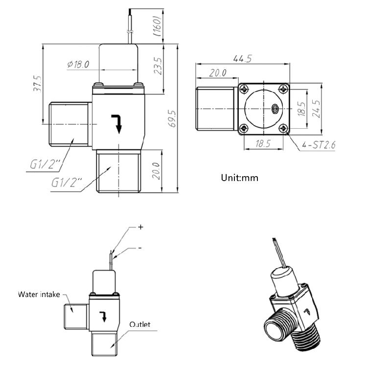 DC 4.5V 1/2" Электрический соленоид для клапана Латунный соленоид для клапана Поток воды
