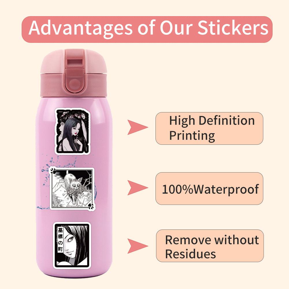 60 Аниме Граффити Наклеек Джунджи Ито Декоративные Наклейки для Блокнота Чемодана Мультяшные Наклейки