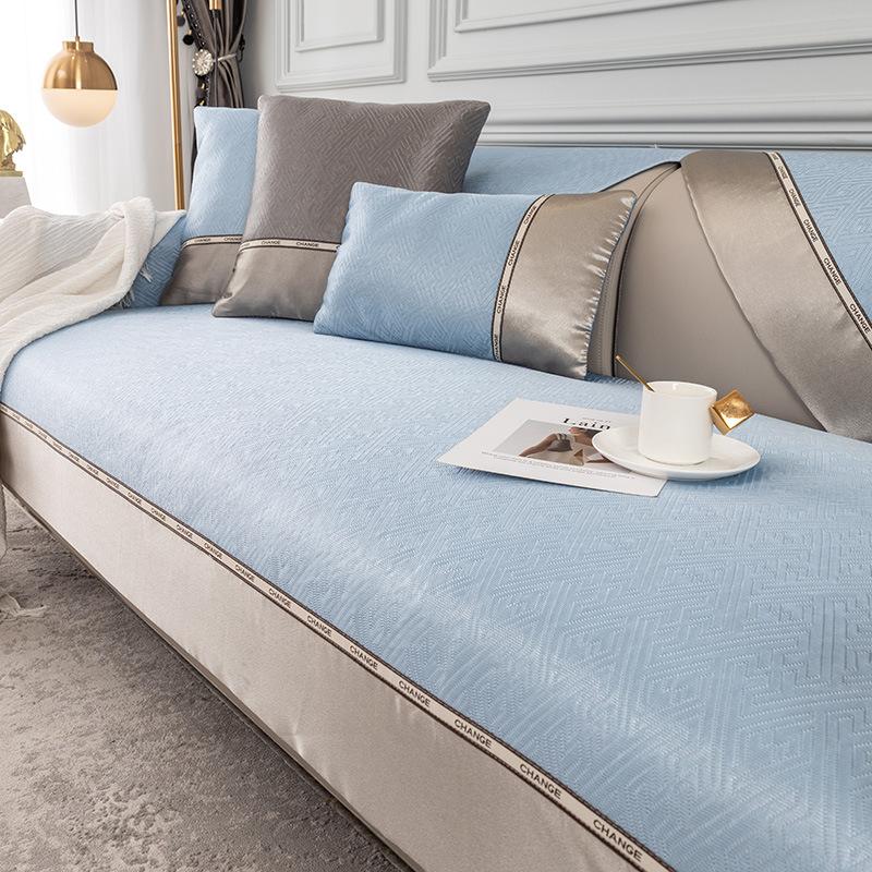 Доступная роскошная стильная подушка для дивана из ледяного шелка, летний коврик, простой современный нескользящий кожаный чехол для дивана, подушка