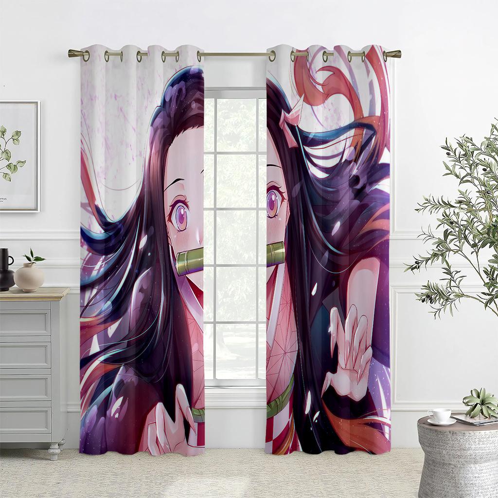 2 шт. японские - кровавые аниме узоры печатные шторы, анимированные мультфильмы, кармашки для детской комнаты декоративные шторы