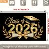 2D Фон для Фотосессии Выпускного 2026 года Черно-Золотая Шапочка, Диплом и Лавровый Венок Фон для Вечеринки