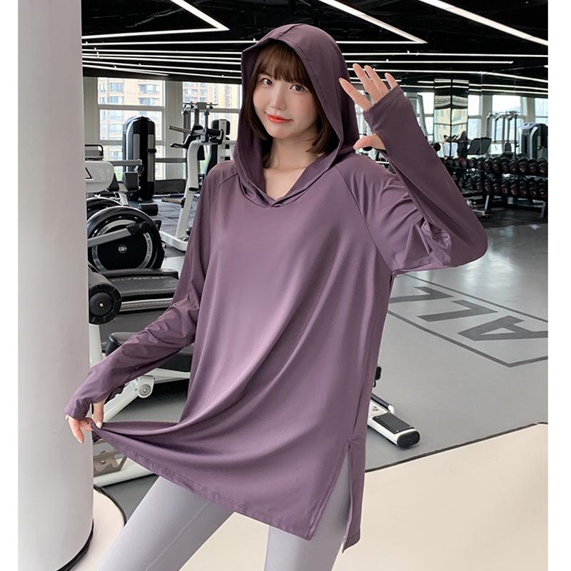 Женская спортивная одежда для йоги больших размеров с капюшоном: Футболка облегающего или свободного кроя для фитнеса и бега