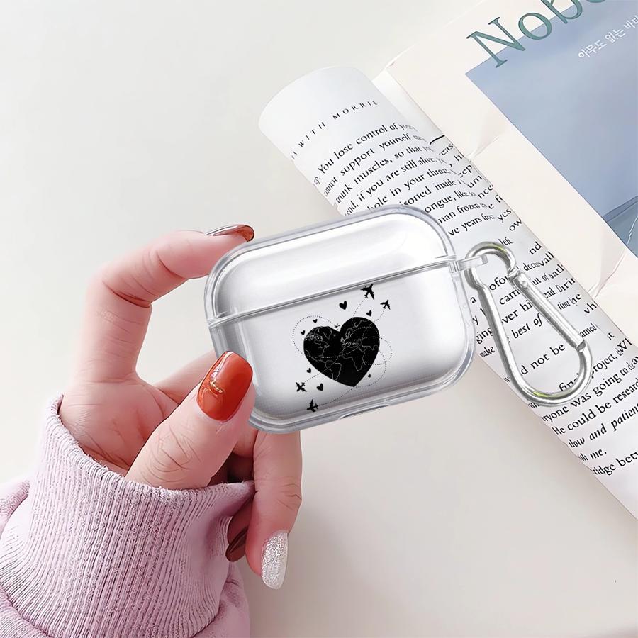 Чехол для Airpods Pro3 1 4 2 3 Pro2 Pro Прозрачный Чехлы для наушников Чехол Любовь Самолет Искусство