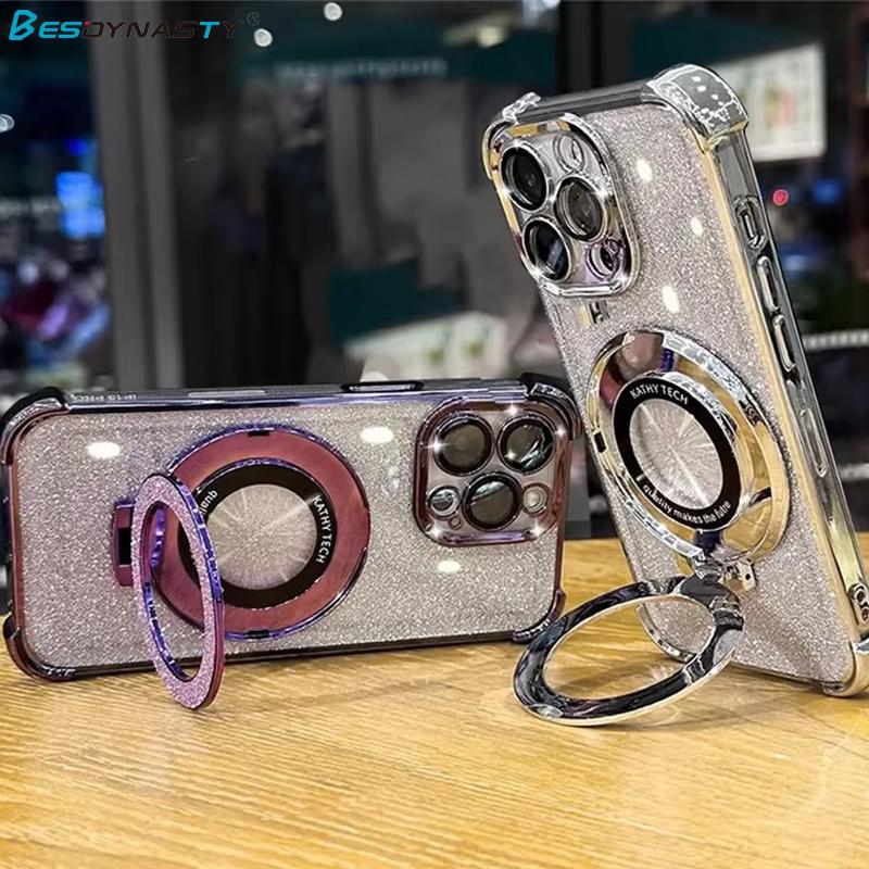 Блестящий зеркальный чехол-подставка для браслета для Xiaomi 14T 13T Pro Для POCO F7 X7 F6 X6 F5 X5 M3 Pro F3 X3 Роскошный противоударный мягкий чехол