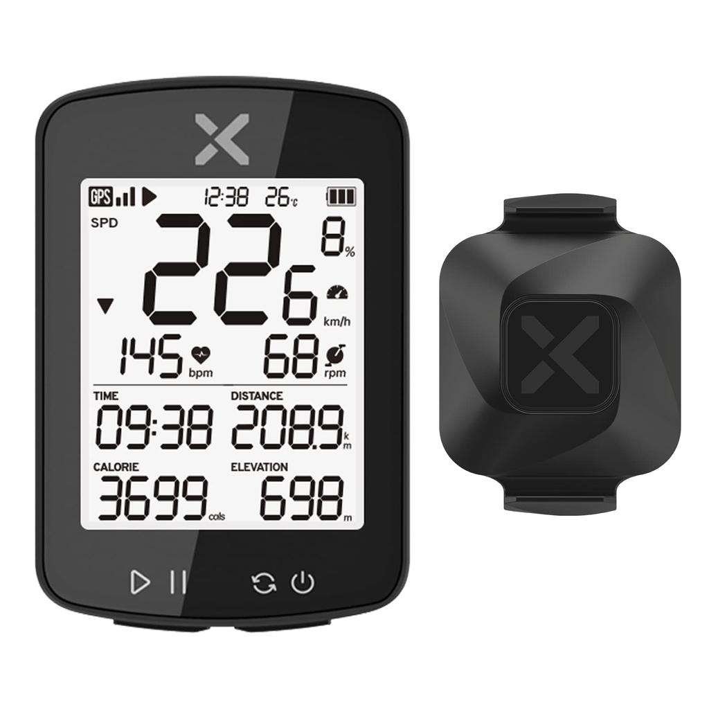 XOSS Gen2 GPS Cycling Computer with VORTEX Cadence Wireless USB IPX7 Bluetooth for Bicycles and Road Includes Japanese Instruction Manual G+ Sensor,