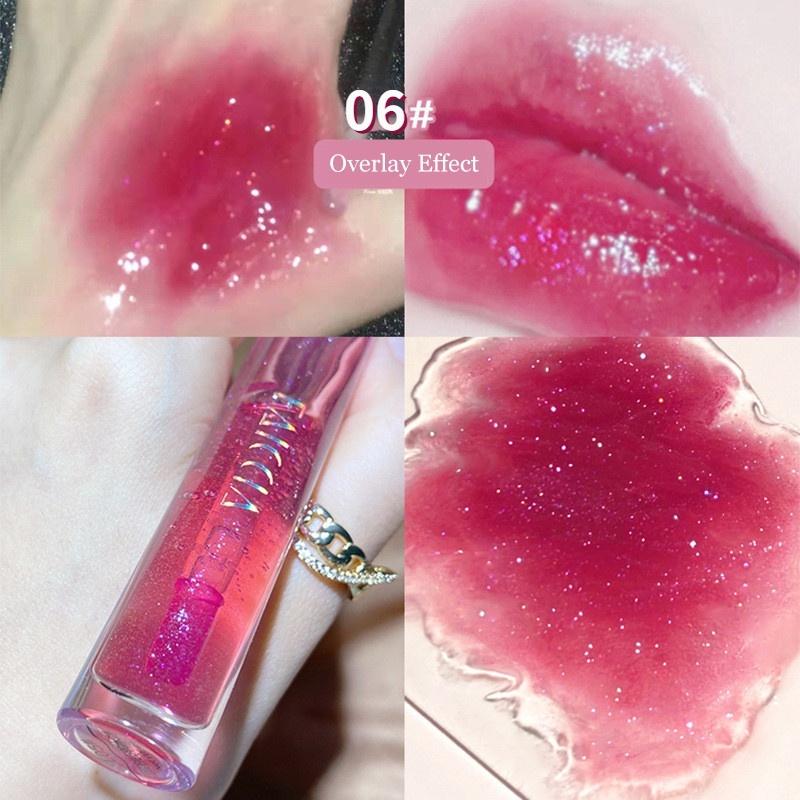 Silky Water Glide Lip Gloss Mirror Beep Lip Glaze Jelly Lip Gloss Hydrating Student Cosmetics Lip Gloss Long-lasting Waterproof Lipstick Non-stick