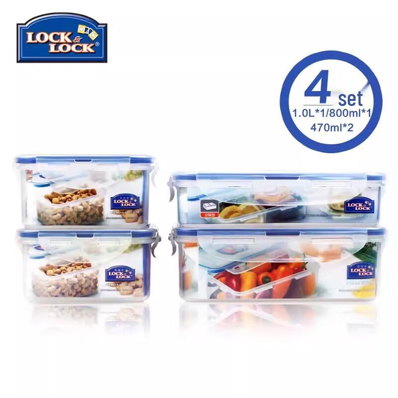 Lock&Lock 4-Piece Plastic Airtight Food Storage Container Set