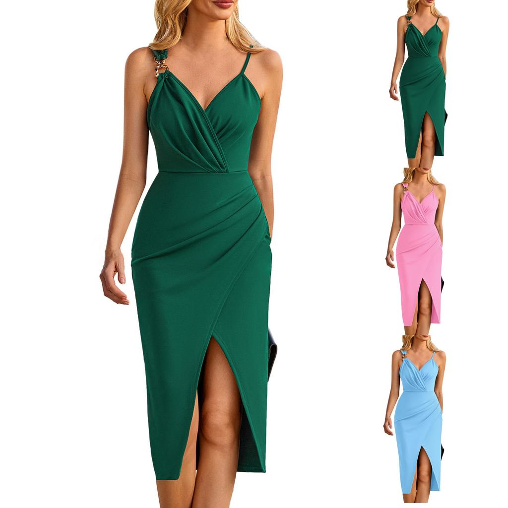 Women's Fashionable Casual Sexy Sexy Comfortable Cool Breathable Solid Color Slim High Waist Dress