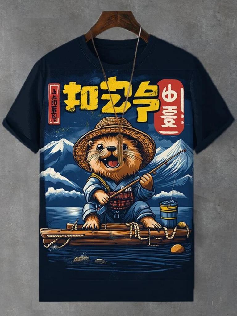 Мужская футболка с забавным принтом животных, футболки с короткими рукавами, топы с 3D-принтом, рубашки с круглым вырезом, летняя повседневная мужская одежда для вечеринок