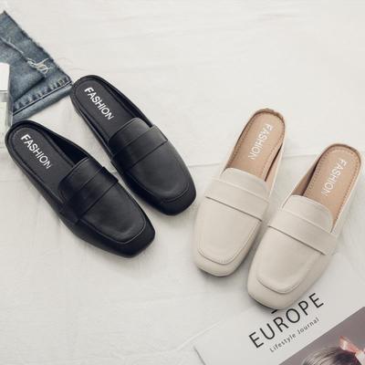 Баотоу Полутапочки Женские Внешние Корейские Квадратные Носки Однофутовые Стремена Ленивые Тапочки Мюли Женские Сандалии