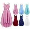 Kids Girls Shiny Sequin Ruched Party Princess Dress Sleeveless High-low Hem Grace Chiffon Dress for Cocktail Birthday
