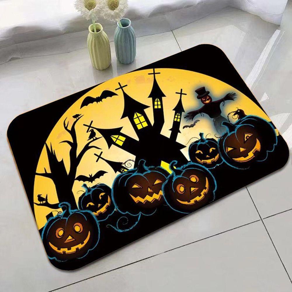 Flannel Halloween Door Mat Horror Ghost Outdoor Carpet New Floor Mat Kitchen Bathroom