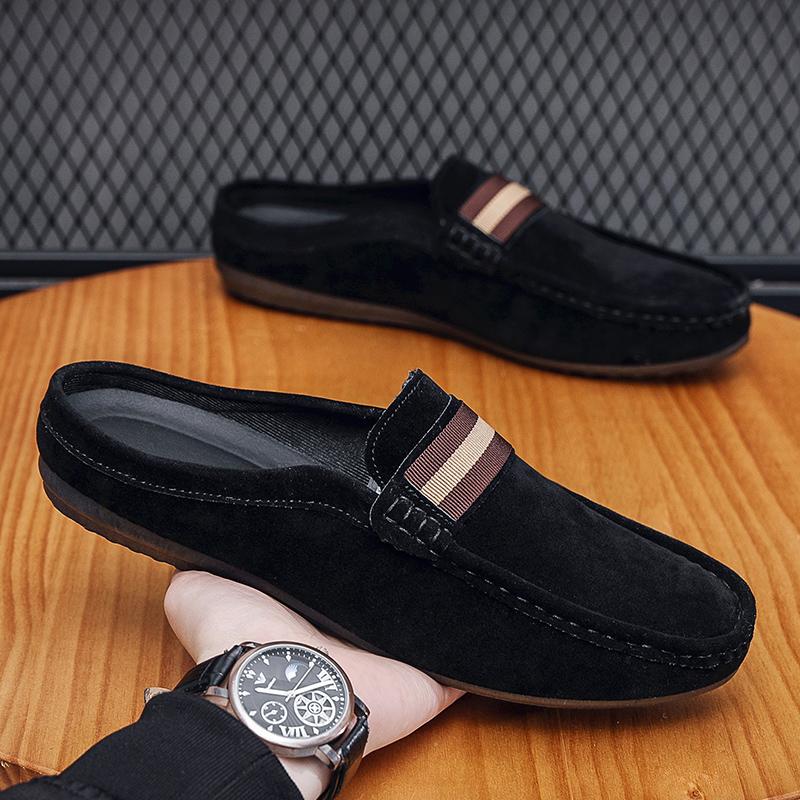 Lefu Shoes Men's Lightweight Bean Shoes Summer One Step Push Lazy Breathable Casual Half Support Slippers for Men