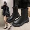 Korean Large Size Small Leather Boots 2024 Autumn and Winter Explosion Velvet Thickened Warm Thick Bottom Non-slip Fashion Short Boots Women