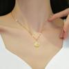 Titanium Steel Light Luxury Opal Tulip Inlaid With Real Gold Necklace Women'S Transfer Collarbone Chain With Jewelry