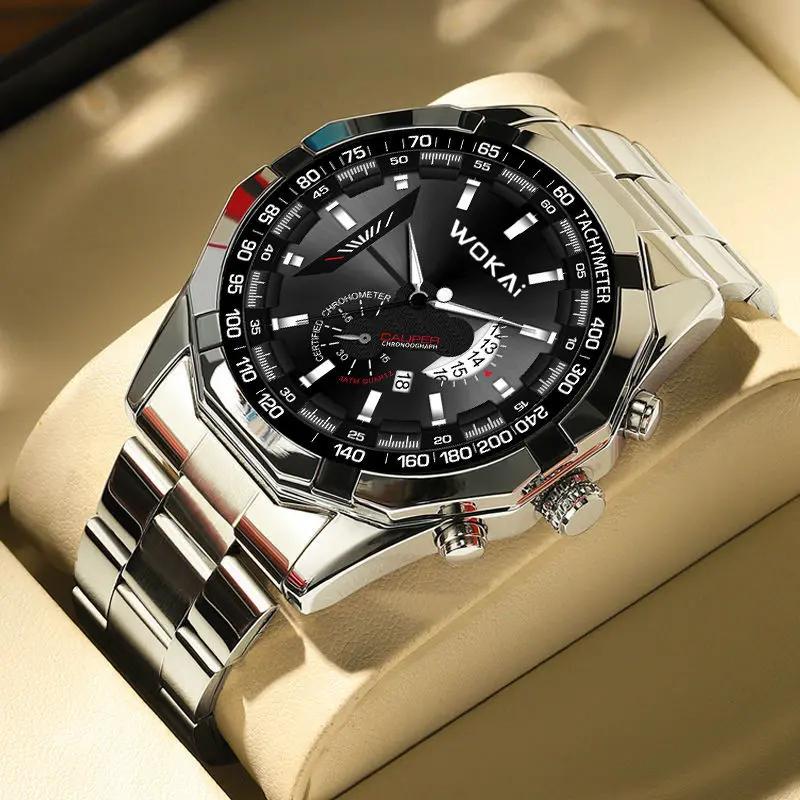 Мужские механические часы с календарем и автоматическим скелетоном