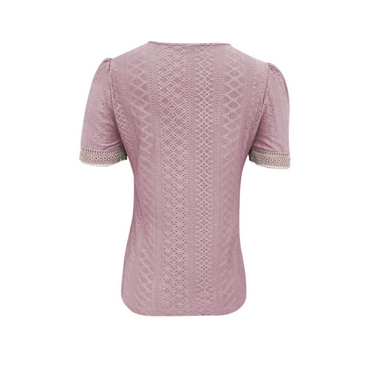 Женская вставка, весенне-летняя темпераментная пригородная рубашка, однотонные блузки с v-образным вырезом и короткими рукавами