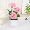 3 Head Artificial Rose Flower Bonsai Fake Plants Plastic Potted Plant Home Desktop Artificial Decor Living Room Ornament