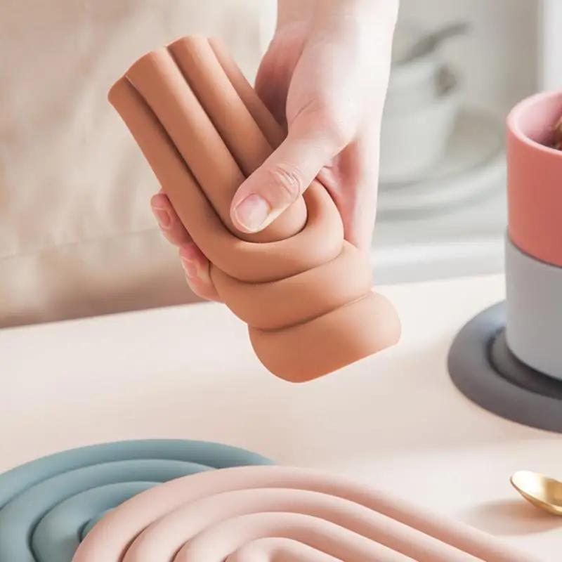 Многофункциональный силиконовый коврик для стола Rainbow Coaster Hot Distress Подставка для горячих блюд Подставка для посуды Держатель для кастрюль для кухни Термостойкая подставка для сковороды