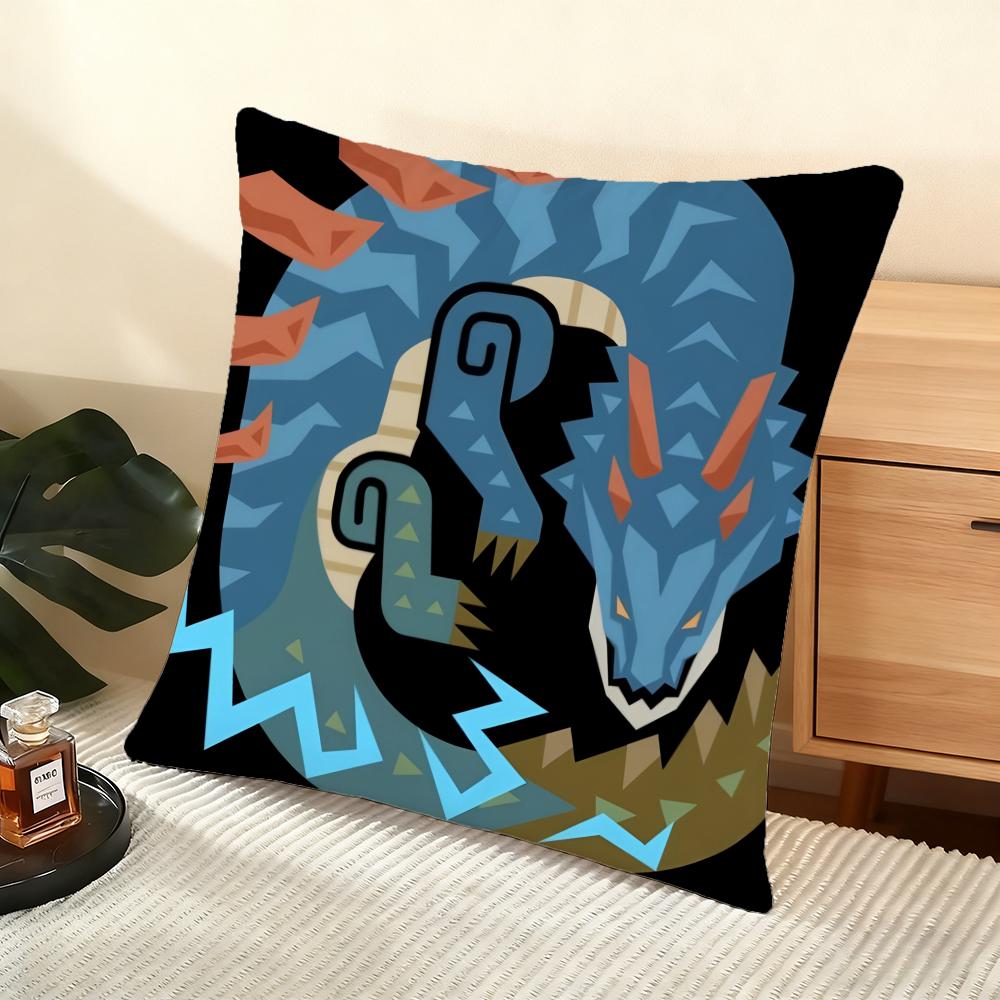 Game Mmonster Hunter Wilds Cushion Cover Soft Short Plush Pillow Cover Smooth Cozy Texture Aesthetic Cushion Case Home Decor
