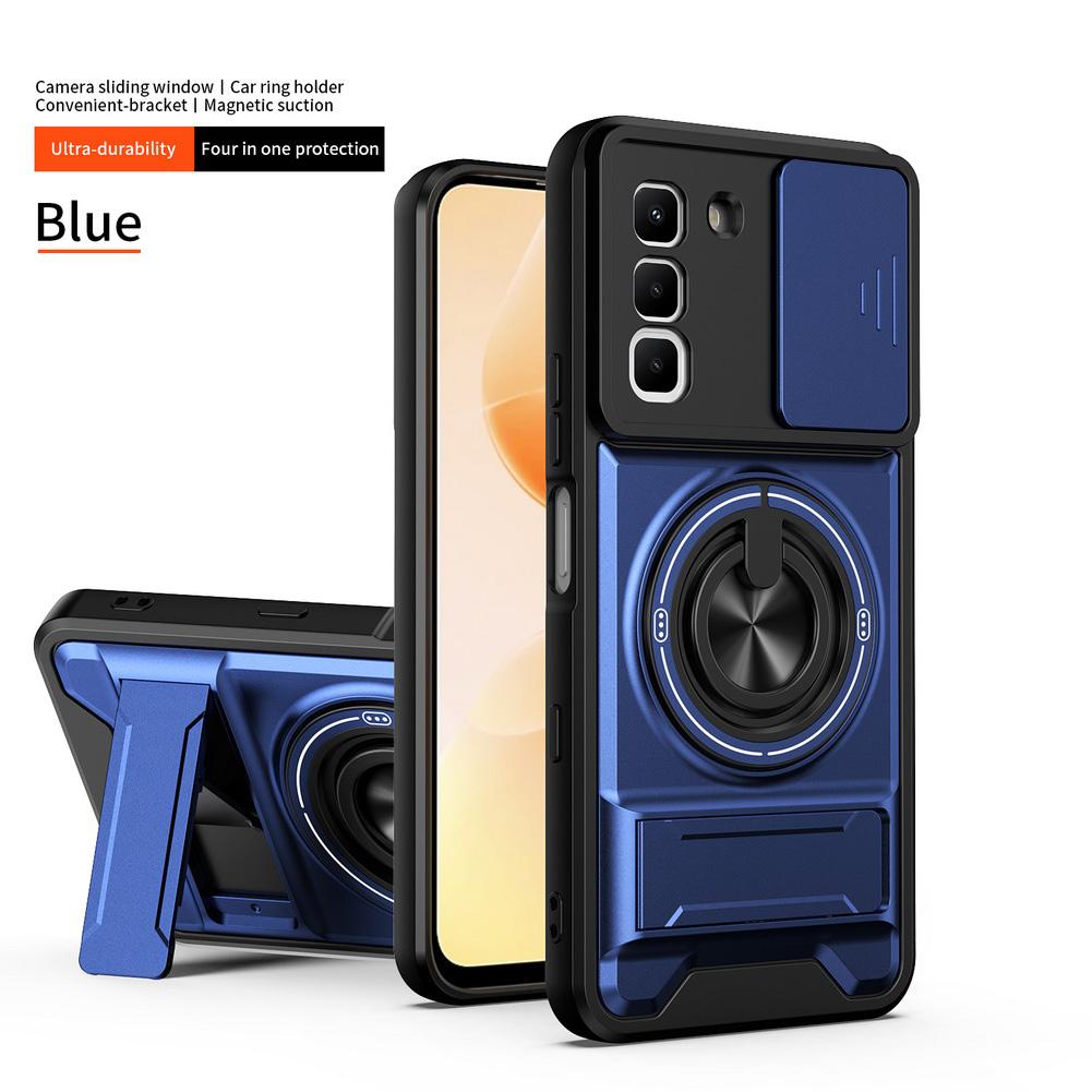 Чехол-броня из ПК+ТПУ для Infinix Hot 70 60i Pro Plus 50 Note 60 Pro 50X 50S 4G 5G с выдвижным окном, магнитным держателем, защитная крышка