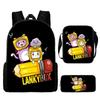 Lankybox Cartoon Pattern Backpack Shoulder Bag Pencil Case Three Set Piece