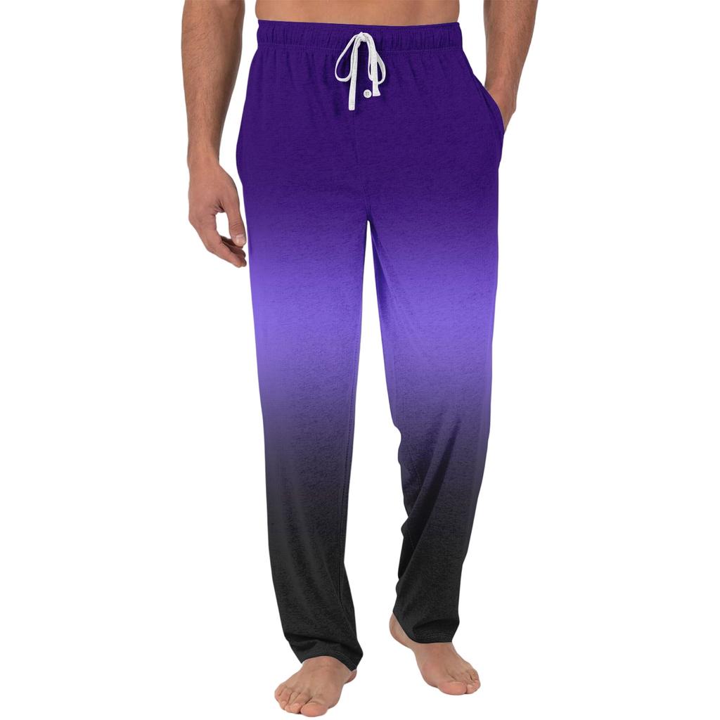 Мужские повседневные пижамные штаны с карманами | На завязках, с градиентным принтом, plain weave, свободный крой, на эластичной талии, для домашней одежды