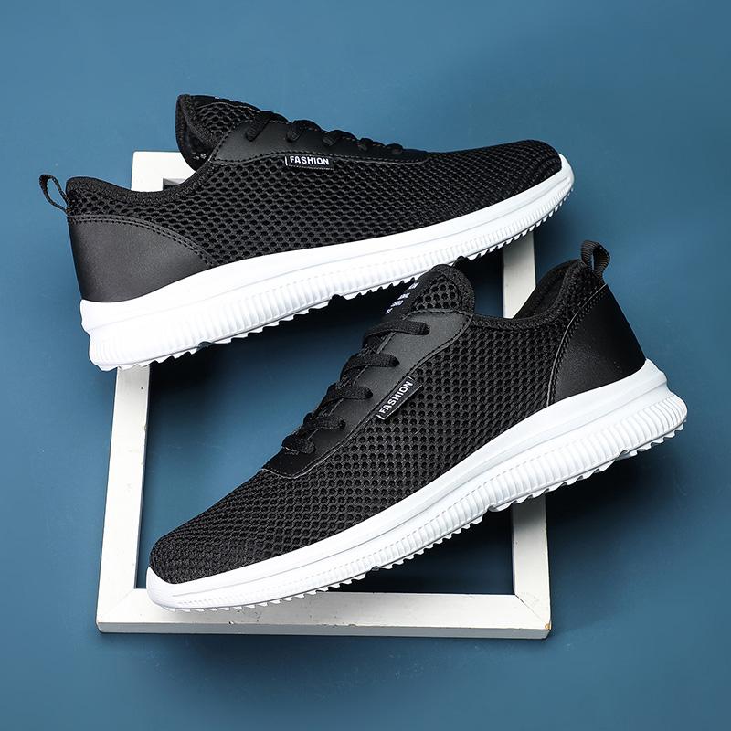 Модные летние сетчатые туфли мужские кроссовки дышащие легкие мужские повседневные туфли на шнуровке обувь для ходьбы удобная мужская обувь