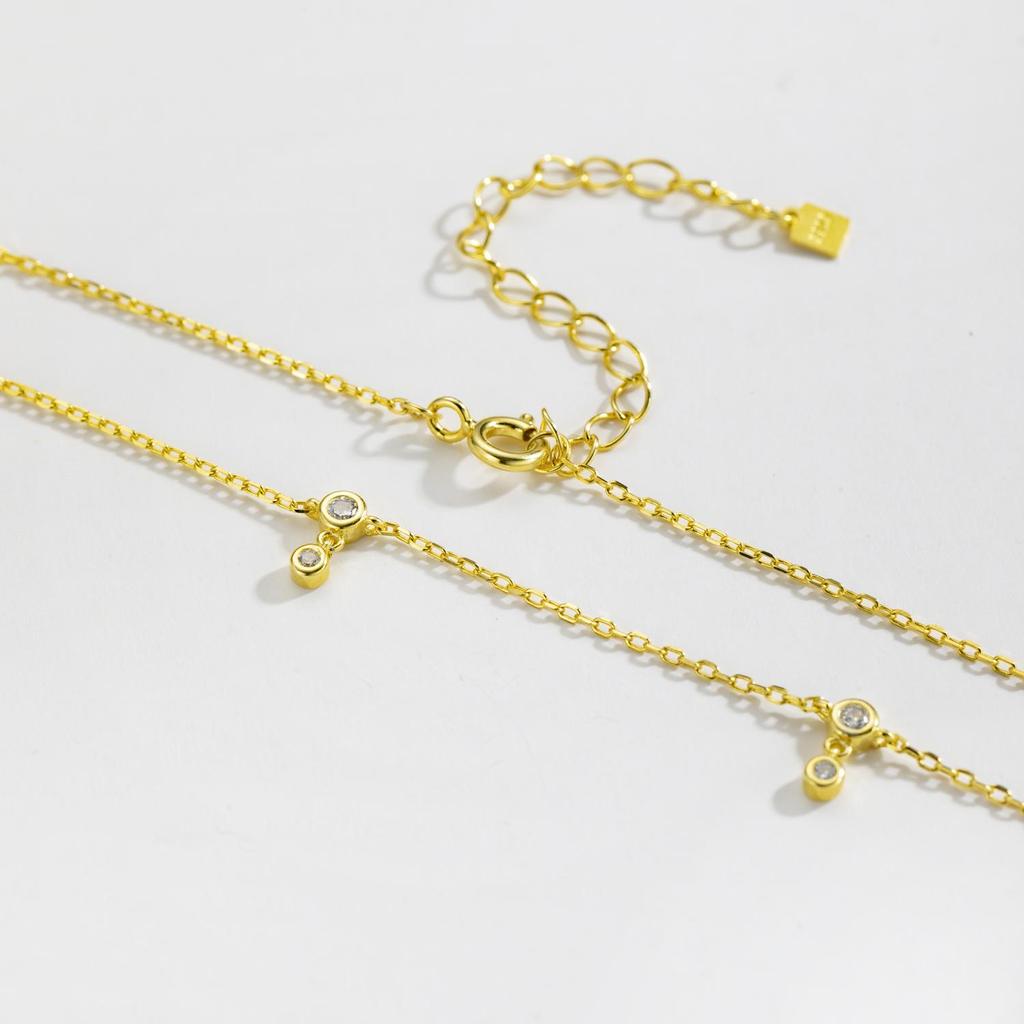 ANDYWEN 925 Sterling Silver Gold Zircon Charm CZ Choker Long Chain Necklace 2023 Women Classic Wedding Fine Jewelry Gift