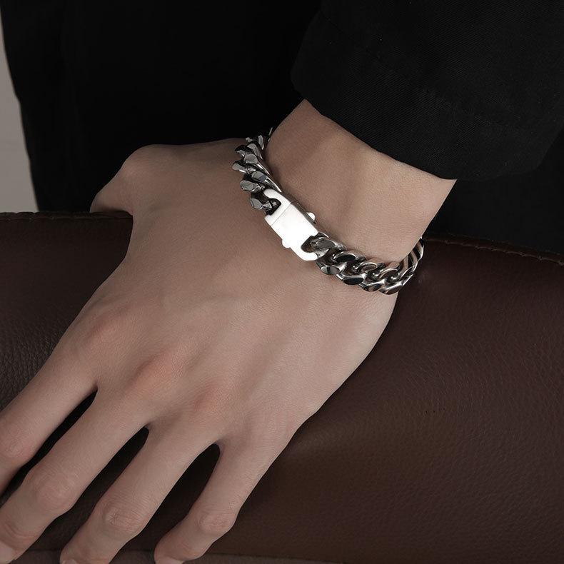 Юджи 10 мм Полированный Титановая Сталь Кубинская Цепь Браслет для Мужчин - Европейский и Американский Хип-Хоп Стиль