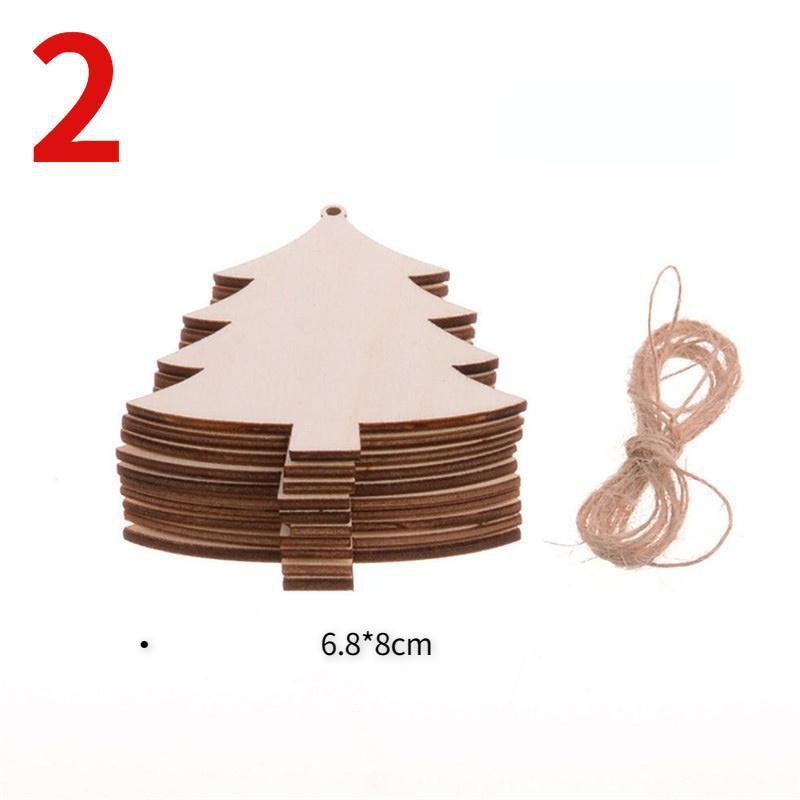 10Pcs/Bag Wooden Christmas Decorations Creative Christmas Tree Pendant Holiday Party Home DIY Decoration