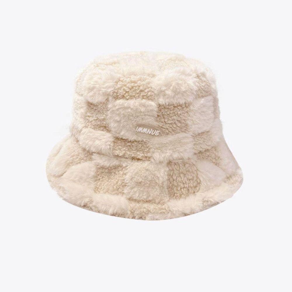 Soft Lamb Winter Bucket Hat Keep Warm Skull Hat Casual Plush Fisherman Hat Outdoor