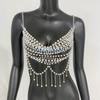 HX6F Multi Layer Plastic Pearls Chest Jewelry Adjustable Handcrafted Layered Body Chain For Casual Outfits And Event