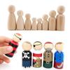 Wood Male Female Puppets Handmade Unpainted Figures Wedding Decoration Wooden Peg Doll Wood Crafts