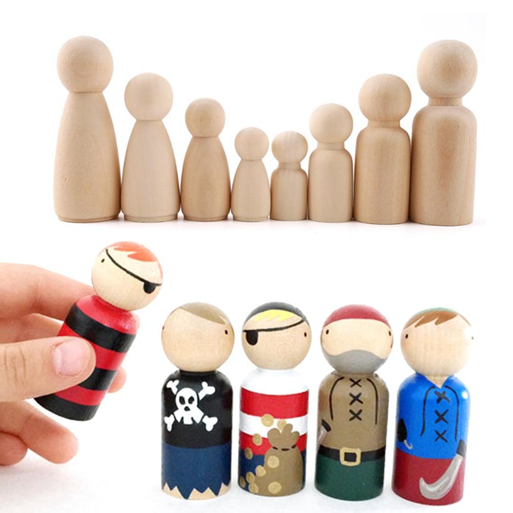 Wood Male Female Puppets Handmade Unpainted Figures Wedding Decoration Wooden Peg Doll Wood Crafts
