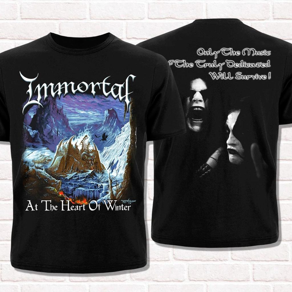 Immortal "At The Heart of Winter" T-Shirt Unisex Cotton Short Sleeve High Street Streetwear Oversized Loose CasualShort Sleeve