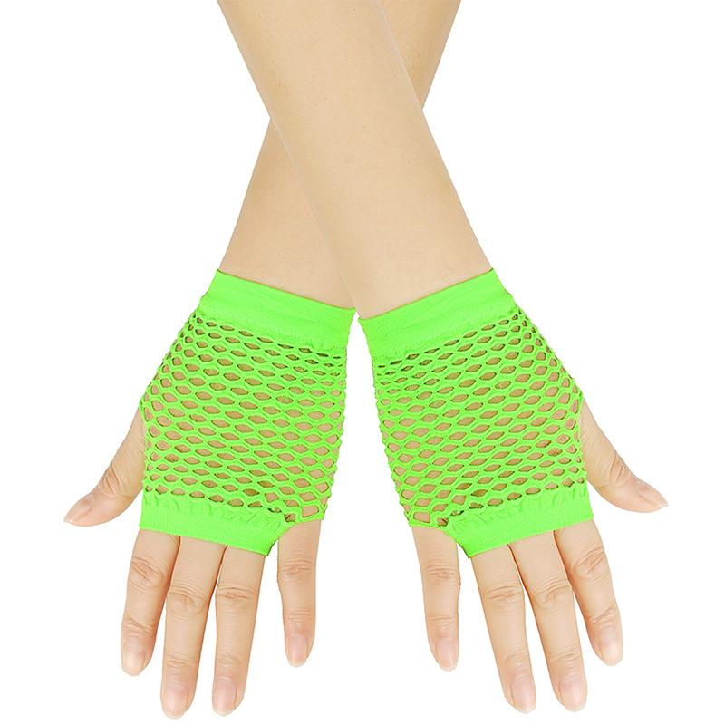 1Pair Womens Short Fishnet Net Gloves Fingerless Mesh Gloves Punk