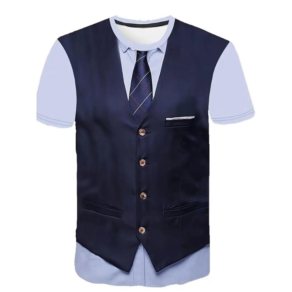 Модные мужские футболки с 3d-принтом костюма и галстука. Простая футболка с короткими рукавами для мужской одежды. Топы в уличной одежде.