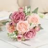 Сделай сам Имитация Пиона Цветок 5 Голов Реалистичный Цветочный Букет Свадебное Украшение