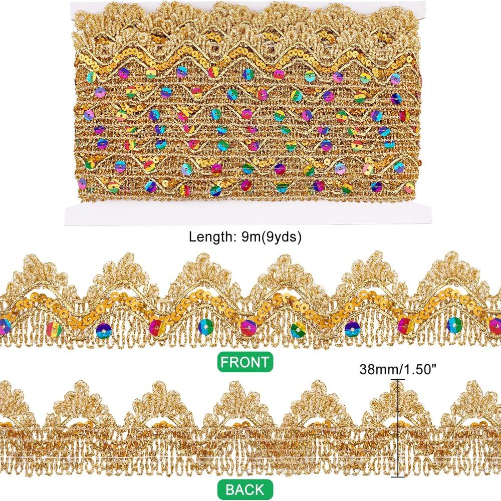 Кружевная отделка Пагода Кружево Пайеточная лента Треугольник Золотое шелковое кружево Волна Национальный костюм Свадебное платье