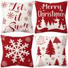 Red Christmas Snowflake Pillow Case Home Sofa Cushion Cover Festive Decoration Pillow