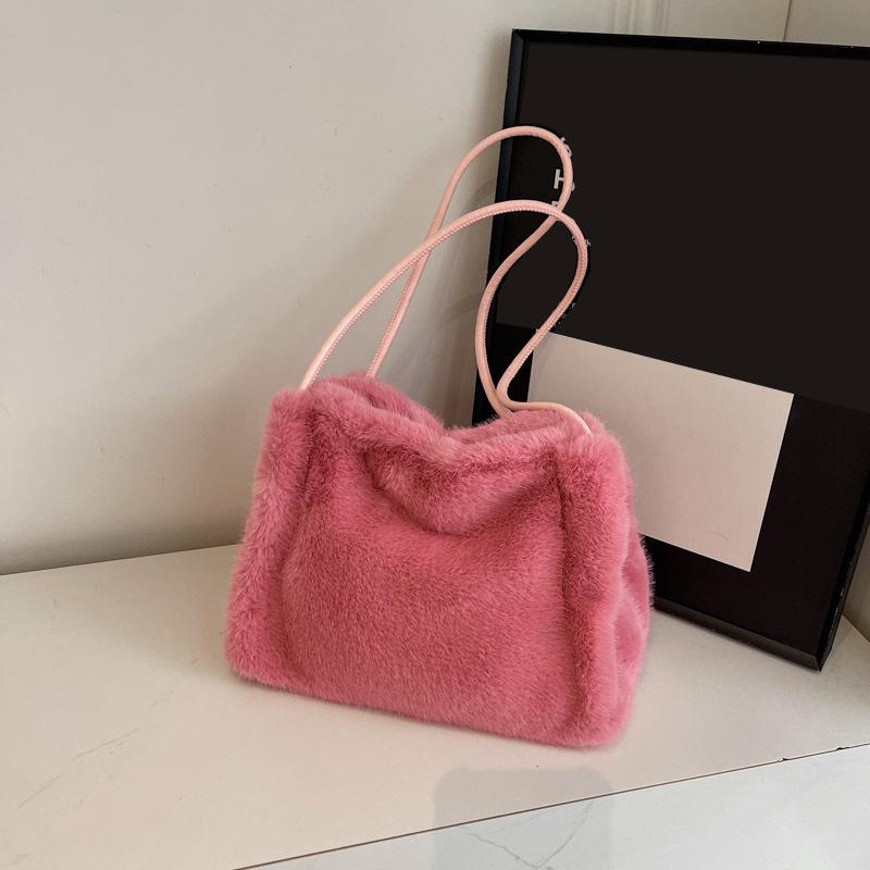 Новая плюшевая сумка-ведро для осени и зимы, женская высококачественная текстурная нишевая дизайнерская сумка-тоут для通勤