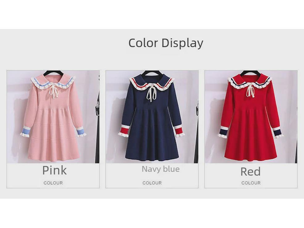 Вязаное платье-свитер для девочек - осень/зима в стиле корейской принцессы для детей среднего и старшего возраста