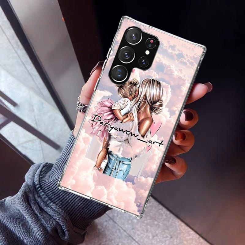 Girl Super Baby Mom Pink Phone Case For Samsung Galaxy S23 S24 S25 Edge S26 Ultra S22 + S21 Plus S20 FE Cover Silicone Print She