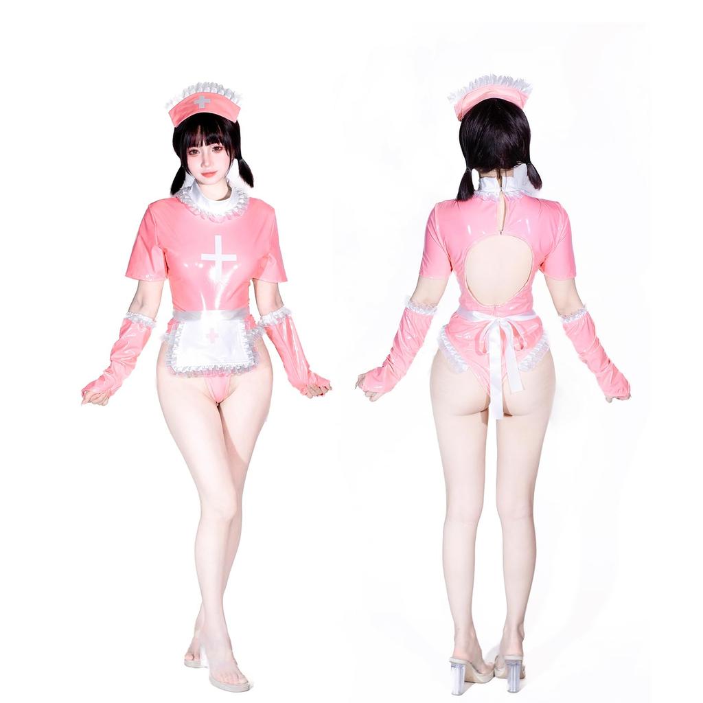 Сексуальный косплей медсестры ПУ медсестринские перчатки Один для фото-мероприятий на Хэллоуин [SENMHS] Костюм, Набор из 5 предметов, В стиле кожи, В стиле бондажа, В стиле нижнего белья,